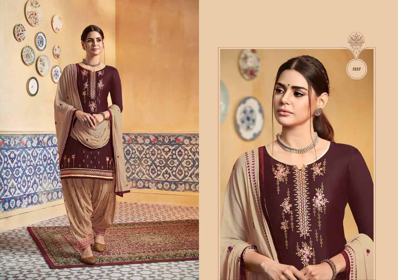Patiala House Vol-74 Kessi Satin Dress Materials Patiala House Vol-74 Kessi Satin Dress Materials